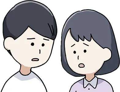 困り顔の男女2人のイラスト