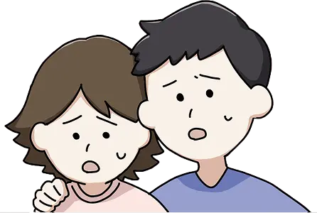 心配そうな男女2人のイラスト